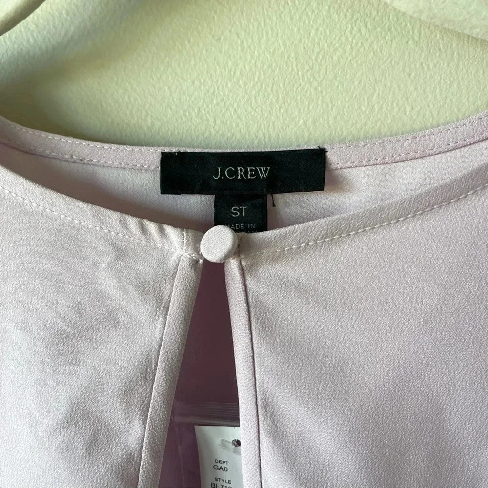 J. Crew Puff sleeve satin back crepe top in Pale Pink Size Small Tall NWT